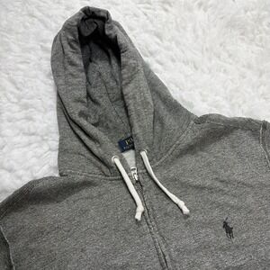 Polo Ralph Lauren Hoodie Sweatshirt Mens Medium Gray Full Zip Fleece Pony Logo